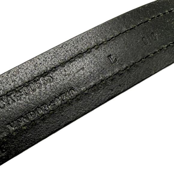 Eddie Bauer Black Italian Leather Belt 32 Silver Brass Buckle Center Ridge Italy - Picture 8 of 9